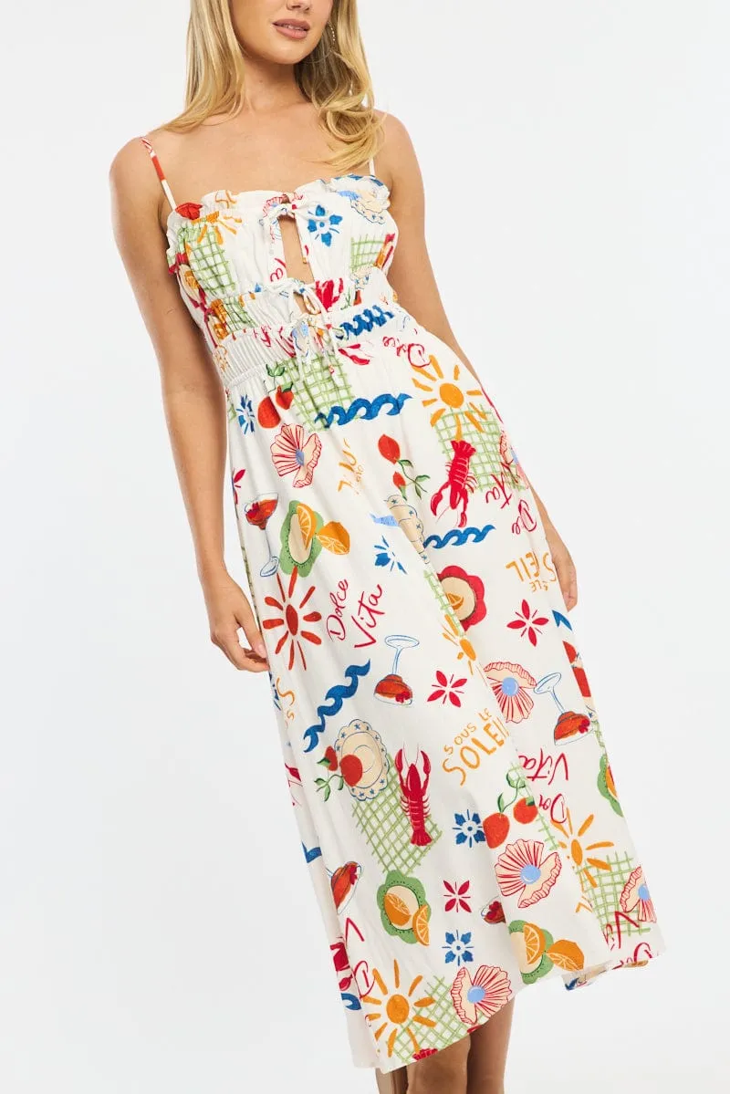 Red Abstract Midi Dress Ribbon Detail Strappy sold by Ally Fashion product image thumbnail 5