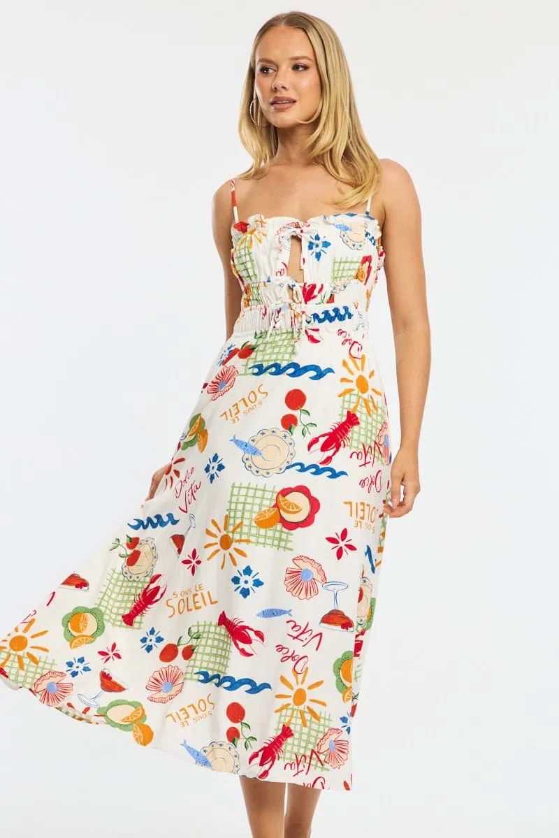 Red Abstract Midi Dress Ribbon Detail Strappy sold by Ally Fashion product image thumbnail 2