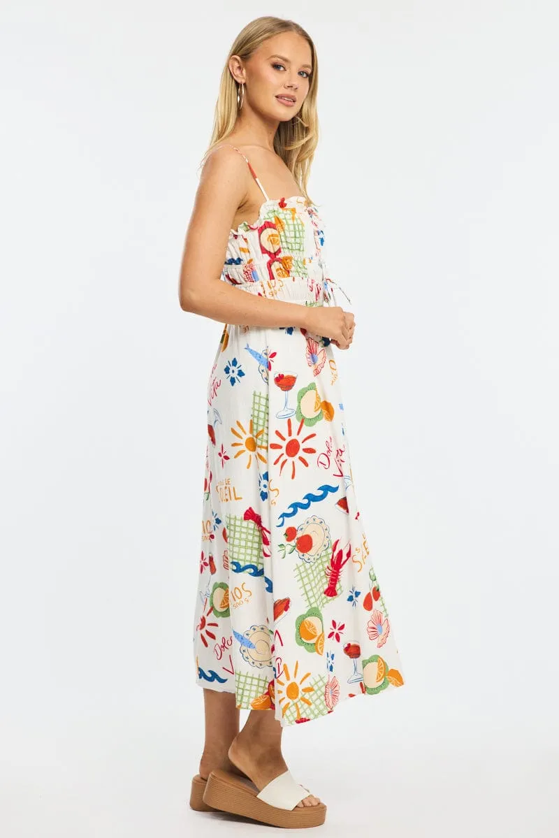 Red Abstract Midi Dress Ribbon Detail Strappy sold by Ally Fashion product image thumbnail 3