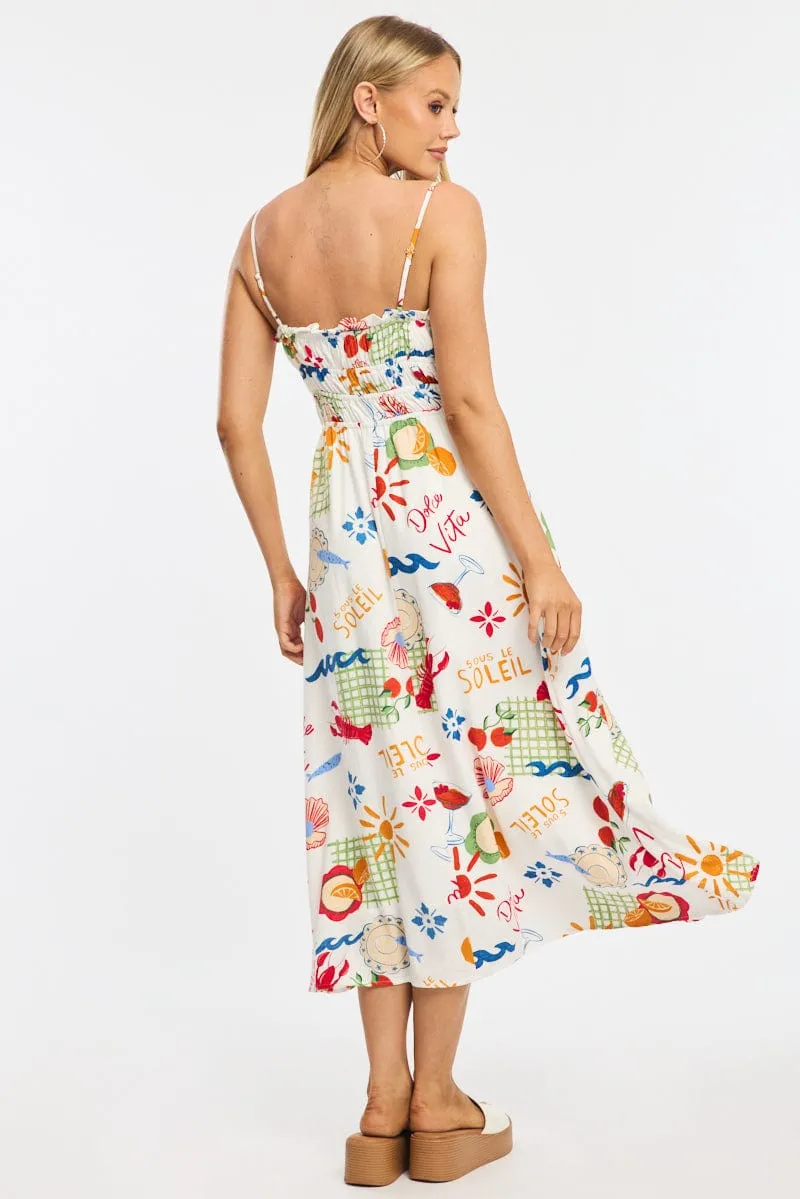 Red Abstract Midi Dress Ribbon Detail Strappy sold by Ally Fashion product image thumbnail 4