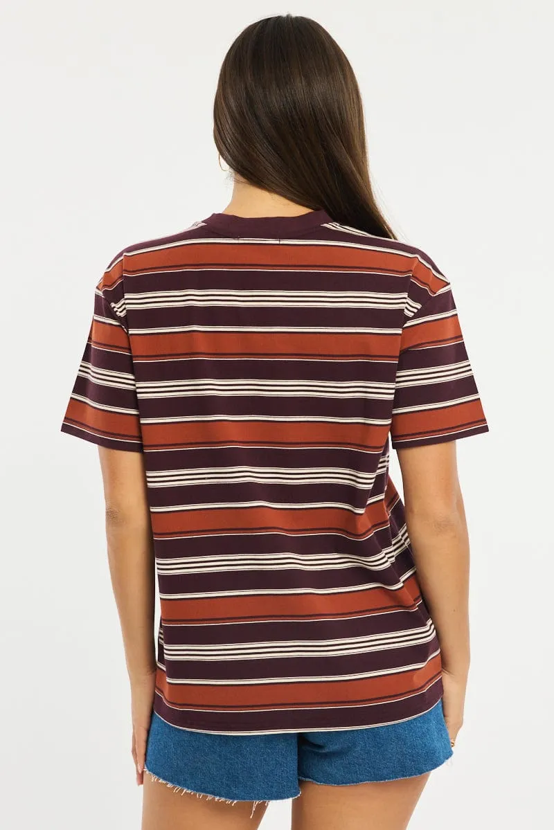 Brown Stripe Oversized Tee Short Sleeve sold by Ally Fashion product image thumbnail 4