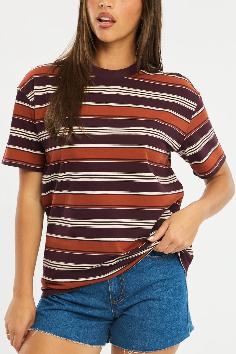 Brown Stripe Oversized Tee Short Sleeve sold by Ally Fashion product image thumbnail 5