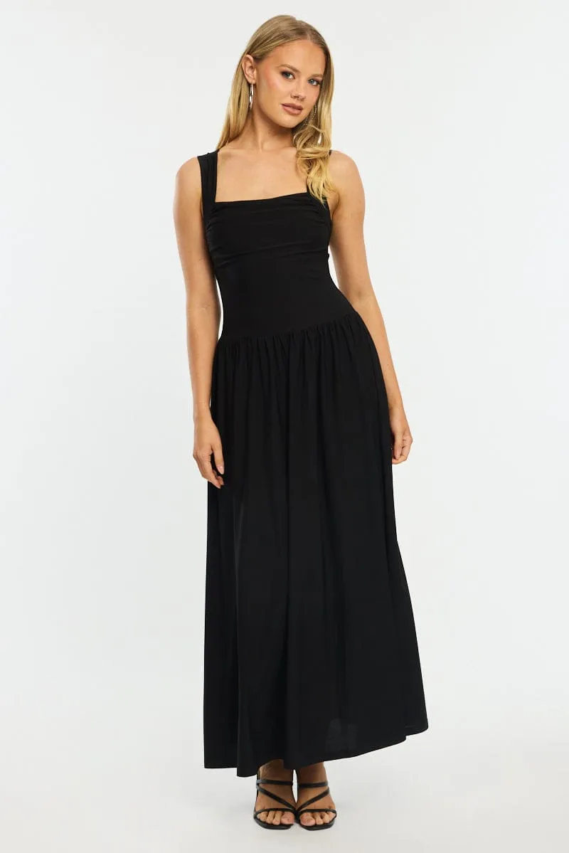 Black Maxi Dress Square Neck sold by Ally Fashion