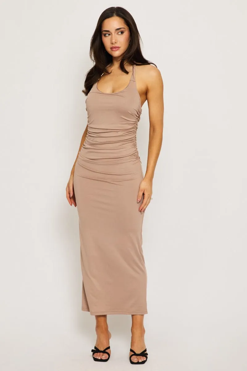 Beige Bodycon Dress Halter Neck sold by Ally Fashion
