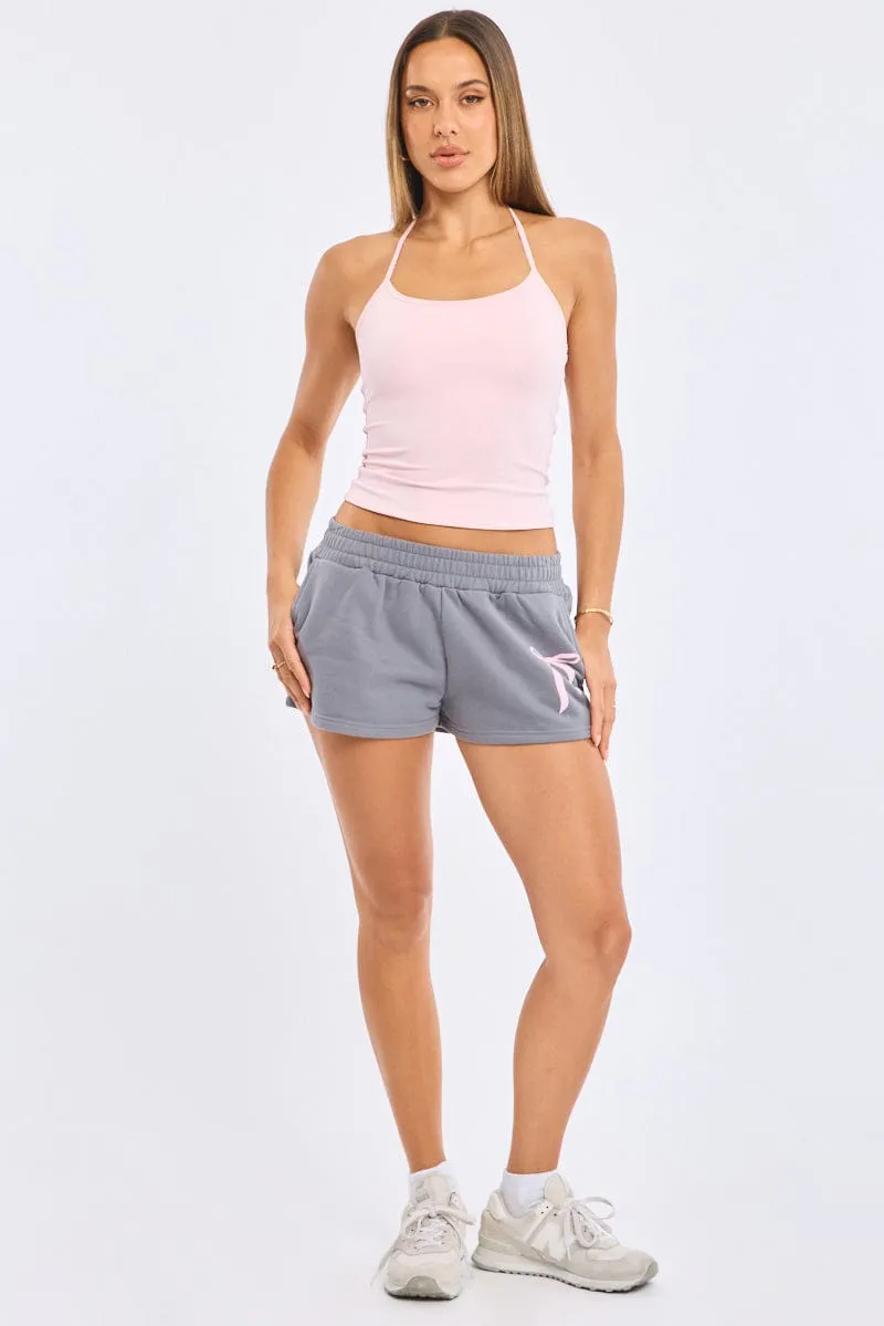 Grey Track Shorts Elasticated Waist sold by Ally Fashion