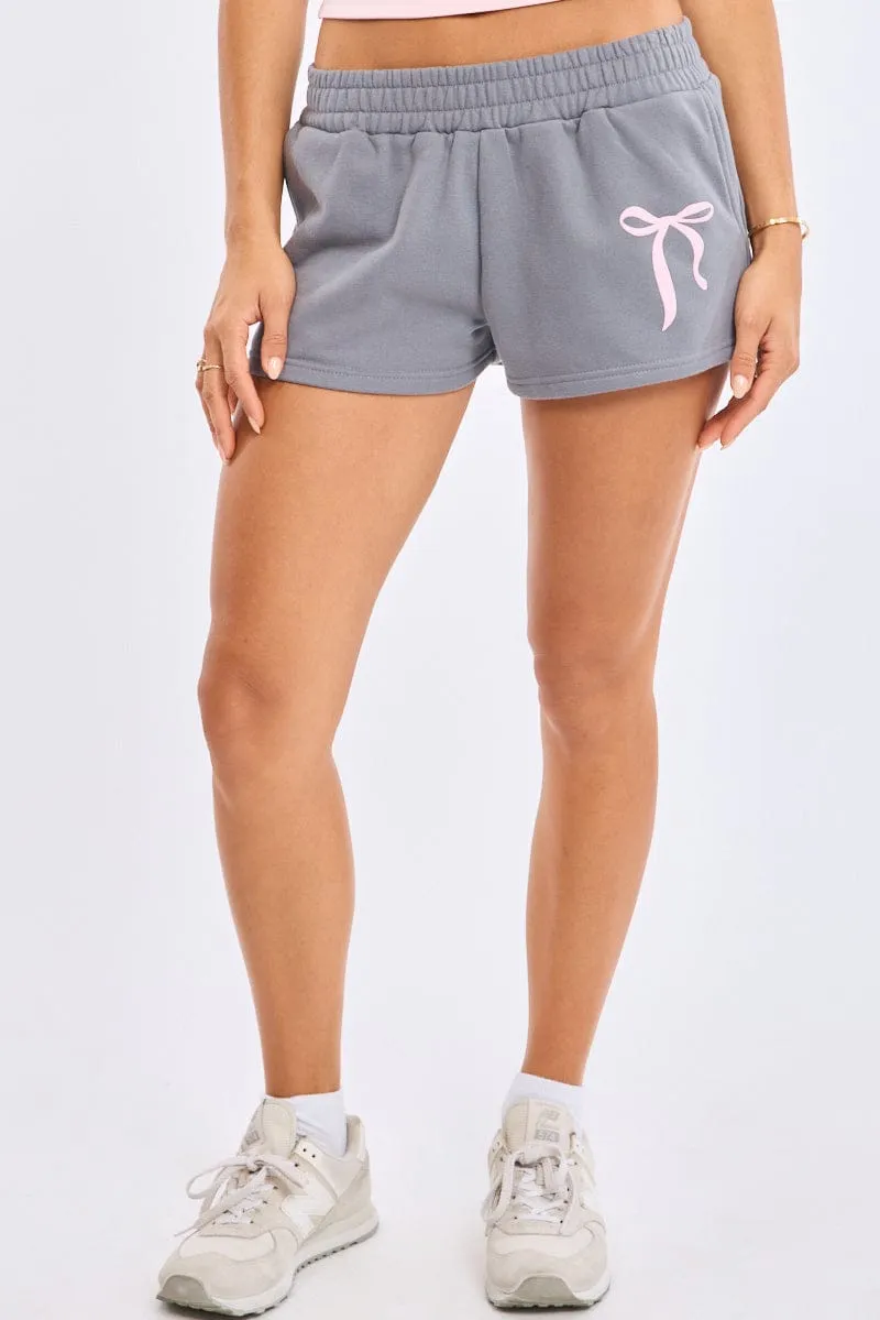 Grey Track Shorts Elasticated Waist sold by Ally Fashion product image thumbnail 2
