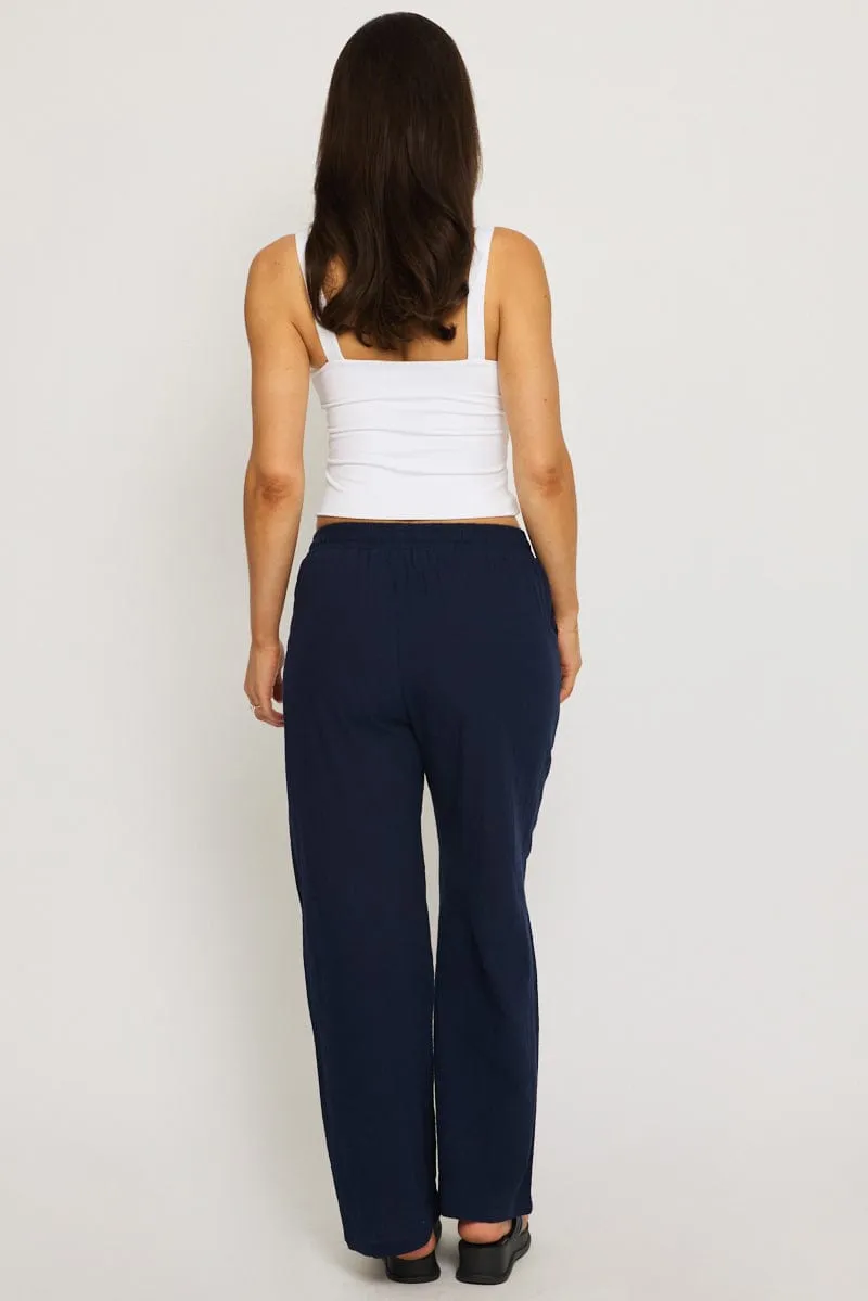 Blue Wide Leg Pants Elasticated Waist sold by Ally Fashion product image thumbnail 4