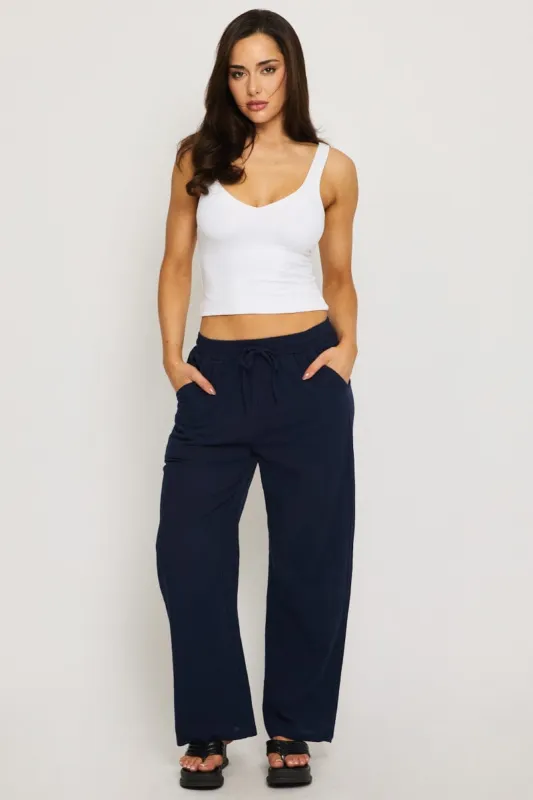 Blue Wide Leg Pants Elasticated Waist sold by Ally Fashion