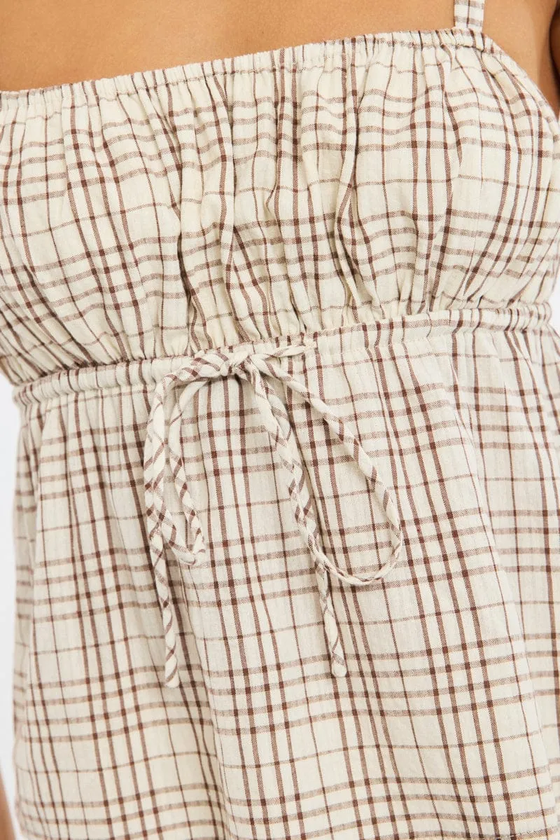 Brown Check Cami - Sleeveless - Relaxed Fit - Other - No Stret sold by Ally Fashion product image thumbnail 5