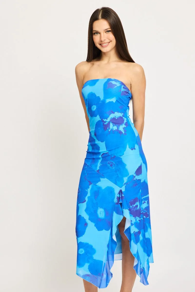 Blue Floral Bodycon Dress Mesh Floral sold by Ally Fashion product image thumbnail 2