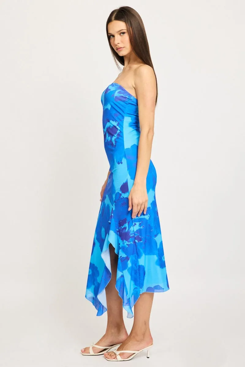 Blue Floral Bodycon Dress Mesh Floral sold by Ally Fashion product image thumbnail 3