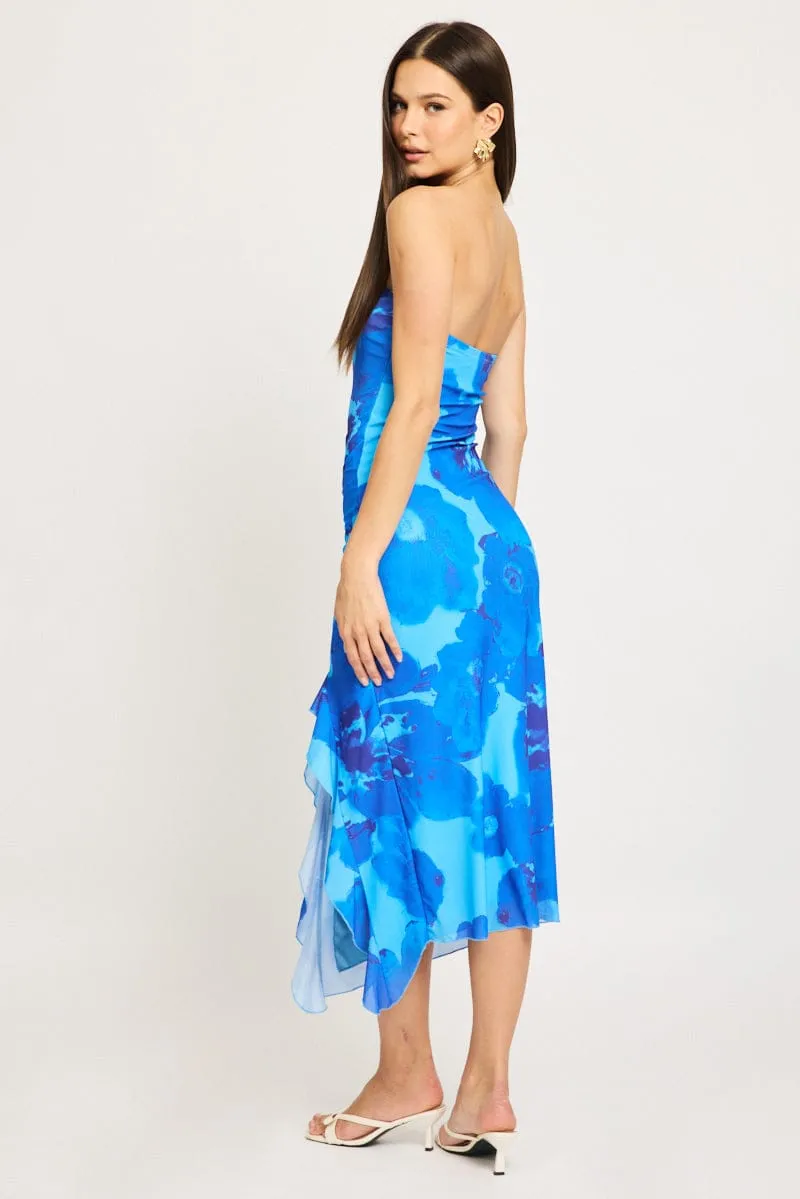 Blue Floral Bodycon Dress Mesh Floral sold by Ally Fashion product image thumbnail 4