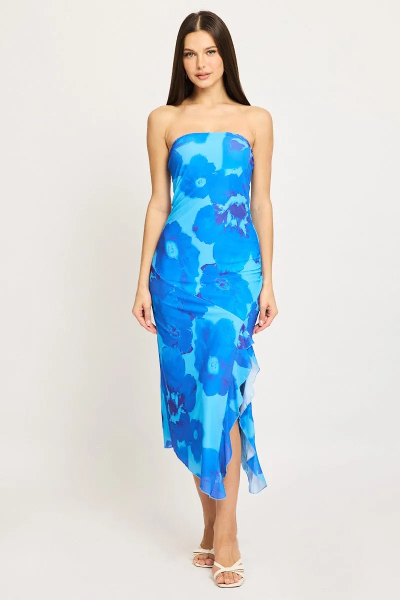 Blue Floral Bodycon Dress Mesh Floral sold by Ally Fashion