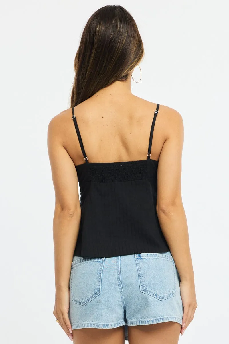 Black Cami Sleeveless V-neck Lace Detail Cotton sold by Ally Fashion product image thumbnail 4