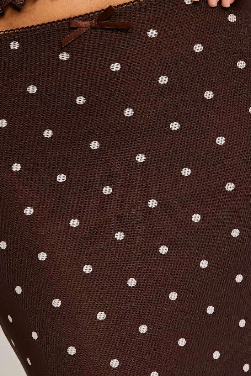 Brown Polka Dot Mesh Skirt Elasticated Picot Trim Midaxi sold by Ally Fashion product image thumbnail 5