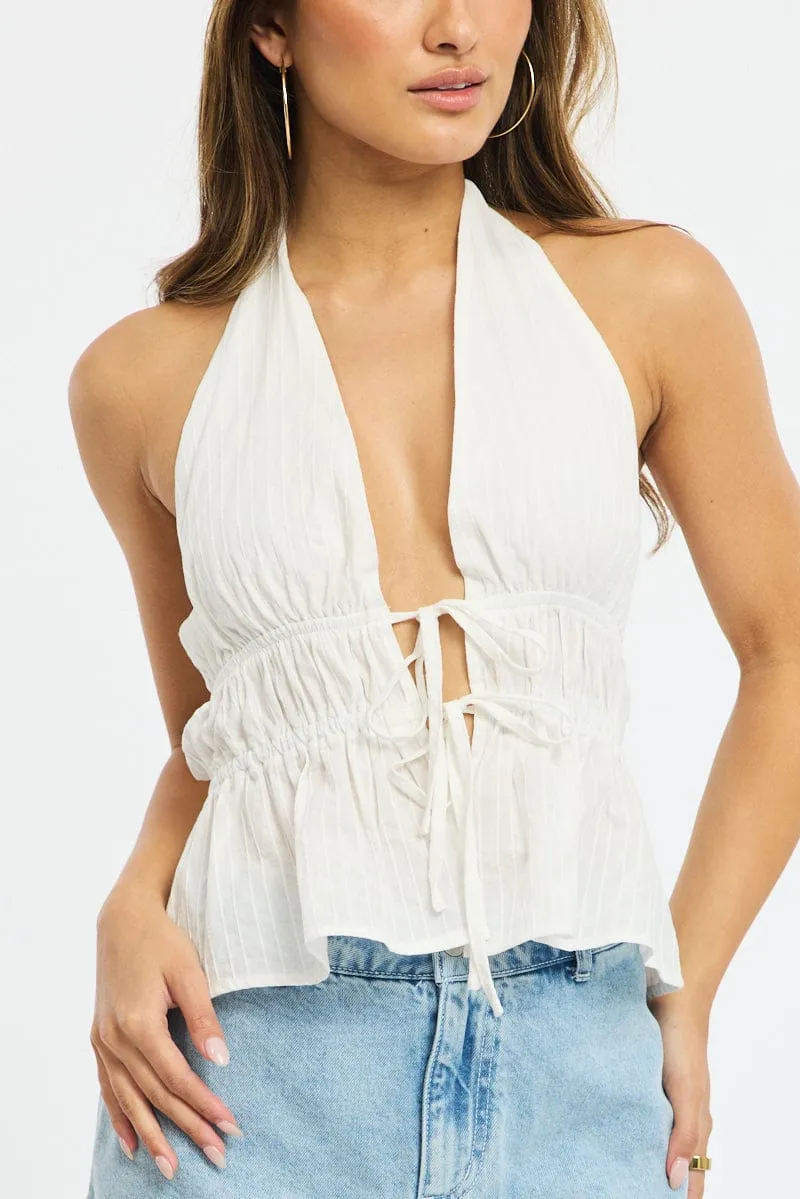 White Tie Up Vest Halter Neck sold by Ally Fashion product image thumbnail 5
