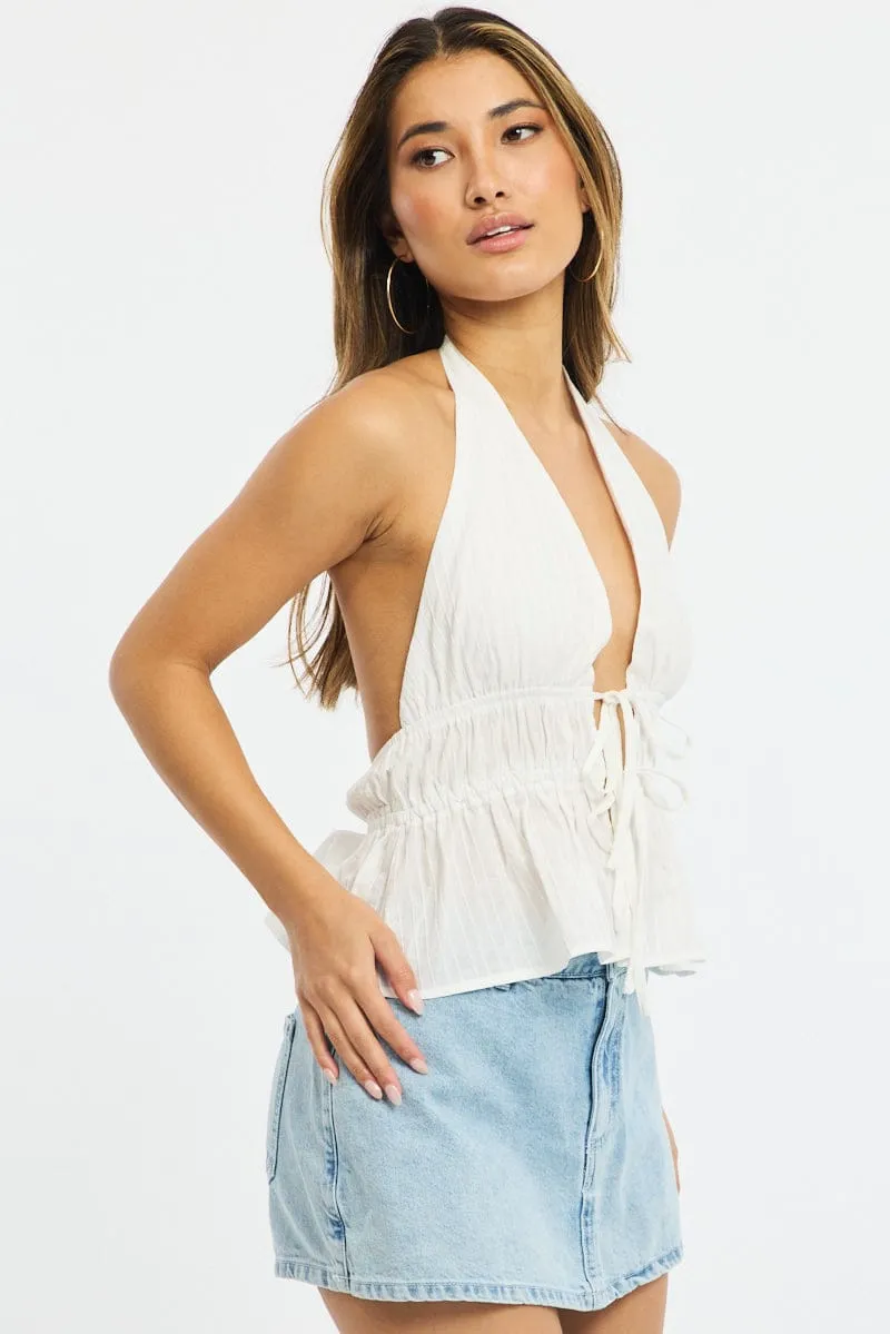White Tie Up Vest Halter Neck sold by Ally Fashion product image thumbnail 3