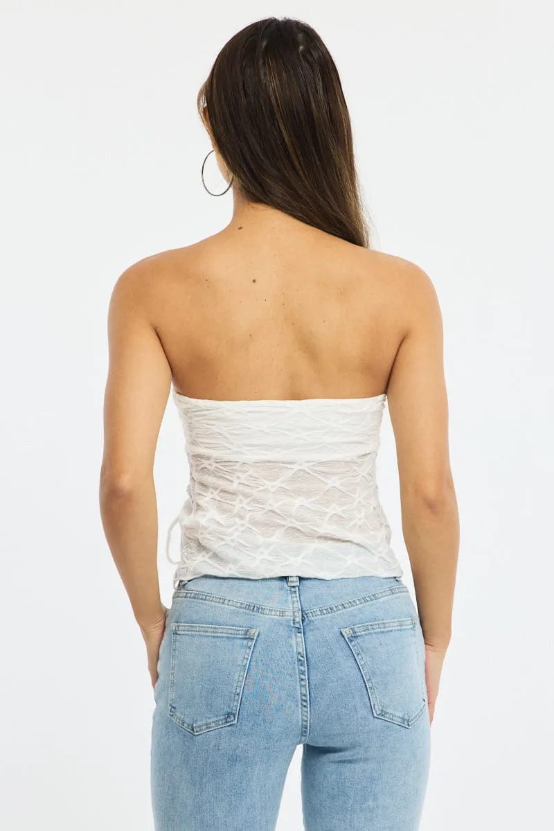 White Boob Tube Top Textured sold by Ally Fashion product image thumbnail 4