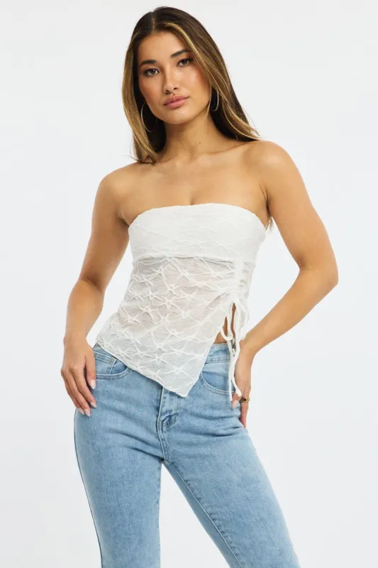 White Boob Tube Top Textured sold by Ally Fashion