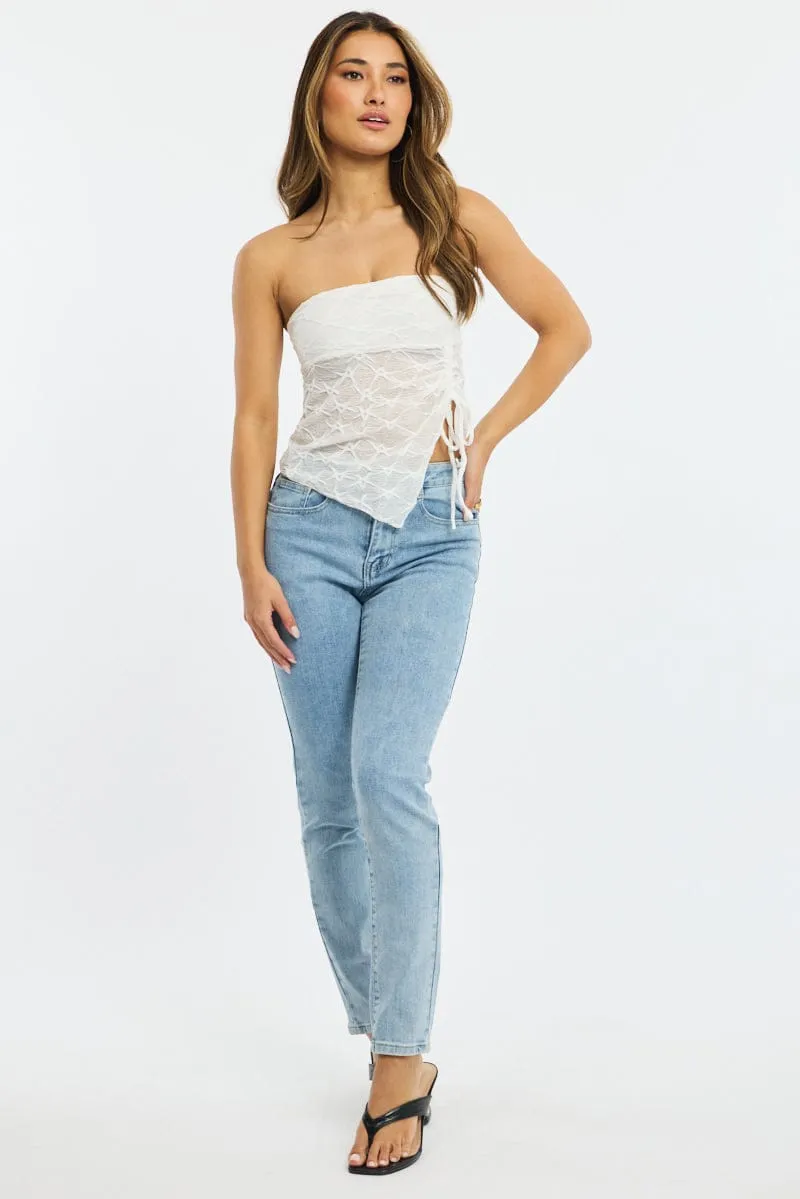 White Boob Tube Top Textured sold by Ally Fashion product image thumbnail 2