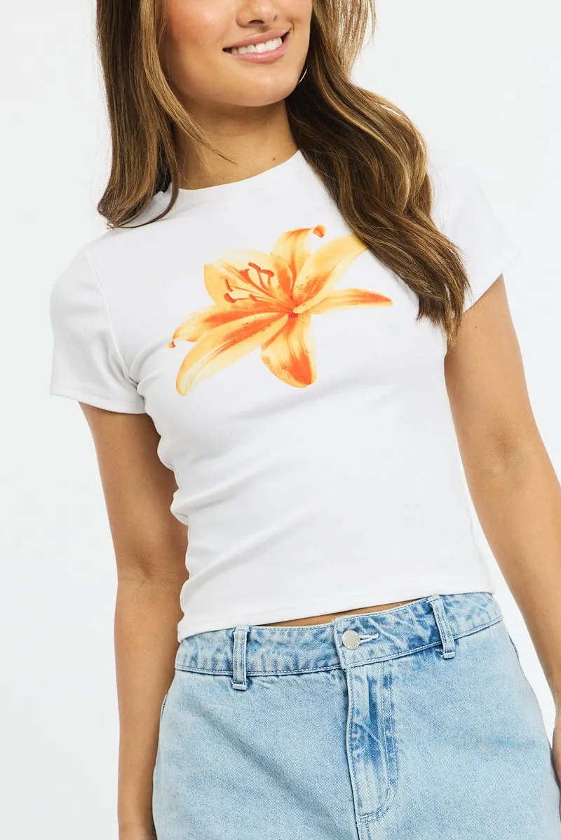 White Graphic Tee Short Sleeve sold by Ally Fashion product image thumbnail 5