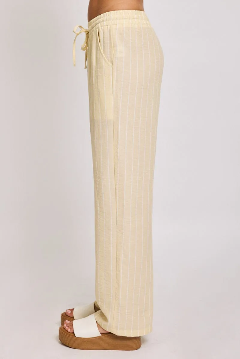 Yellow Stripe Wide Leg Pants Elasticated Waist sold by Ally Fashion product image thumbnail 3