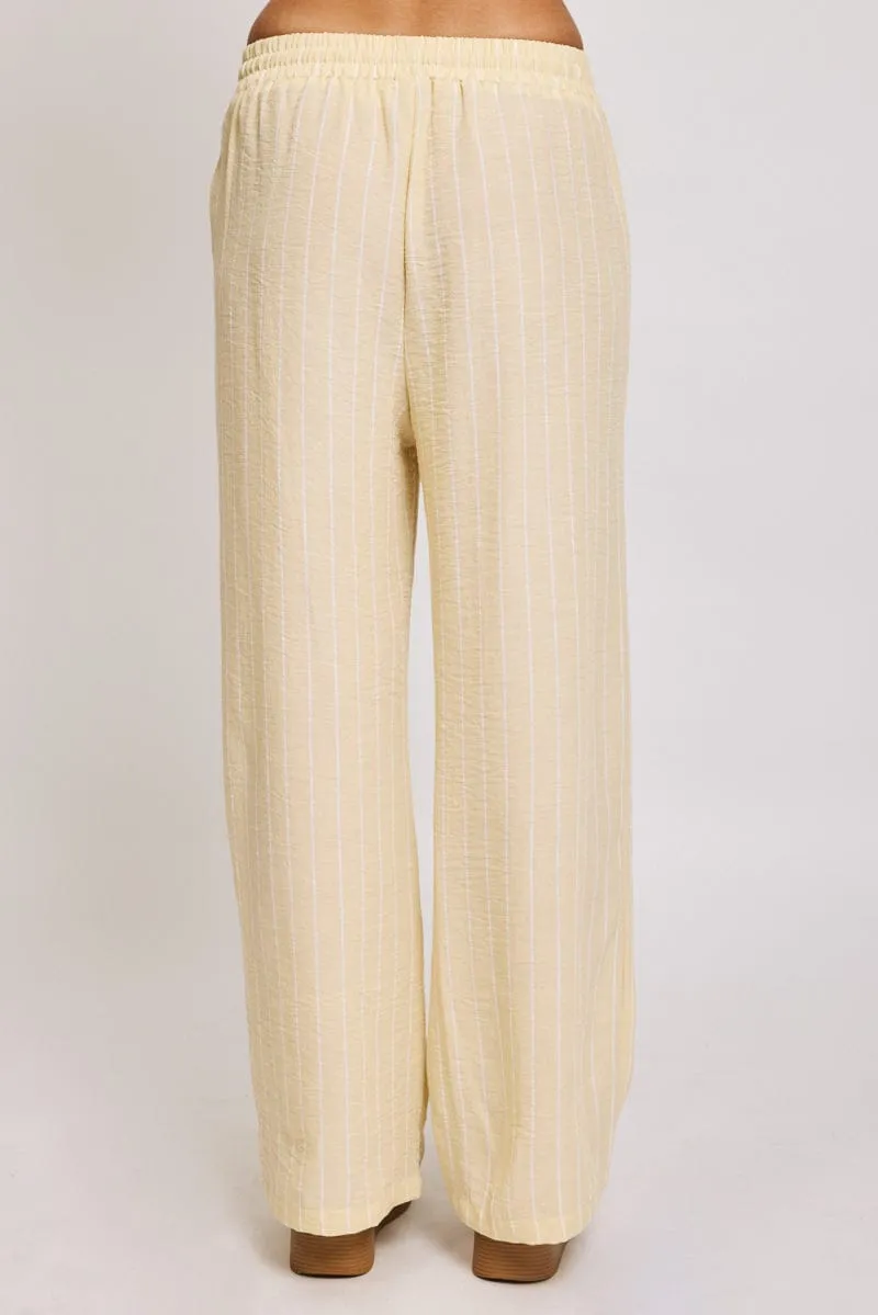 Yellow Stripe Wide Leg Pants Elasticated Waist sold by Ally Fashion product image thumbnail 4