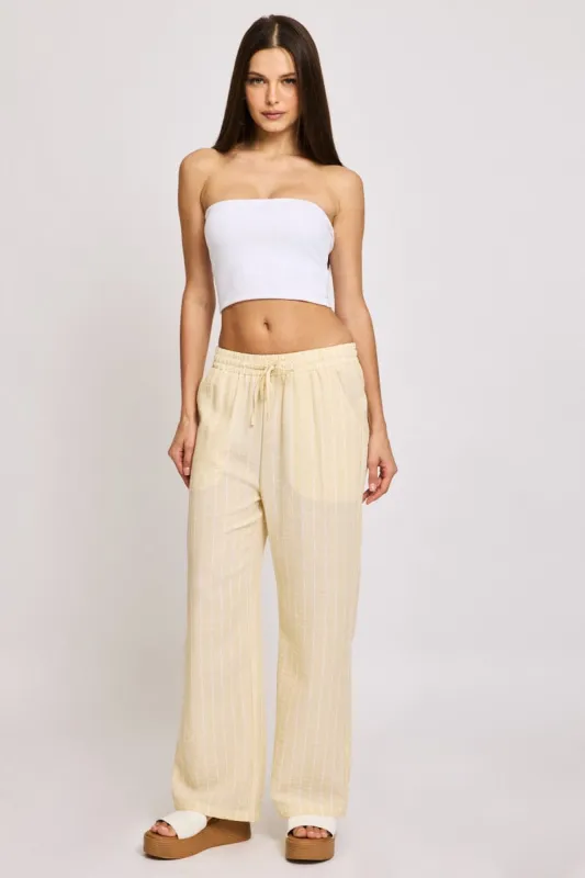 Yellow Stripe Wide Leg Pants Elasticated Waist sold by Ally Fashion