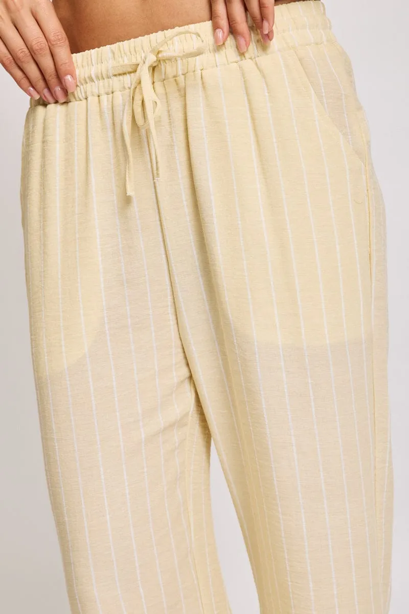 Yellow Stripe Wide Leg Pants Elasticated Waist sold by Ally Fashion product image thumbnail 5
