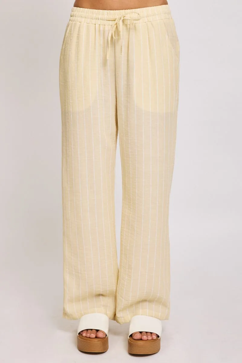 Yellow Stripe Wide Leg Pants Elasticated Waist sold by Ally Fashion product image thumbnail 2
