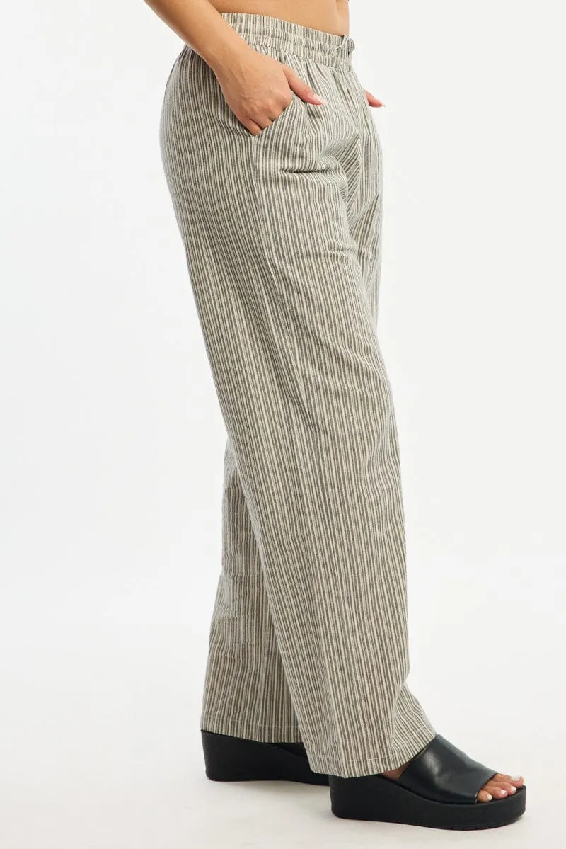 Black Stripe Wide Leg Pants Elasticated Waist sold by Ally Fashion product image thumbnail 3