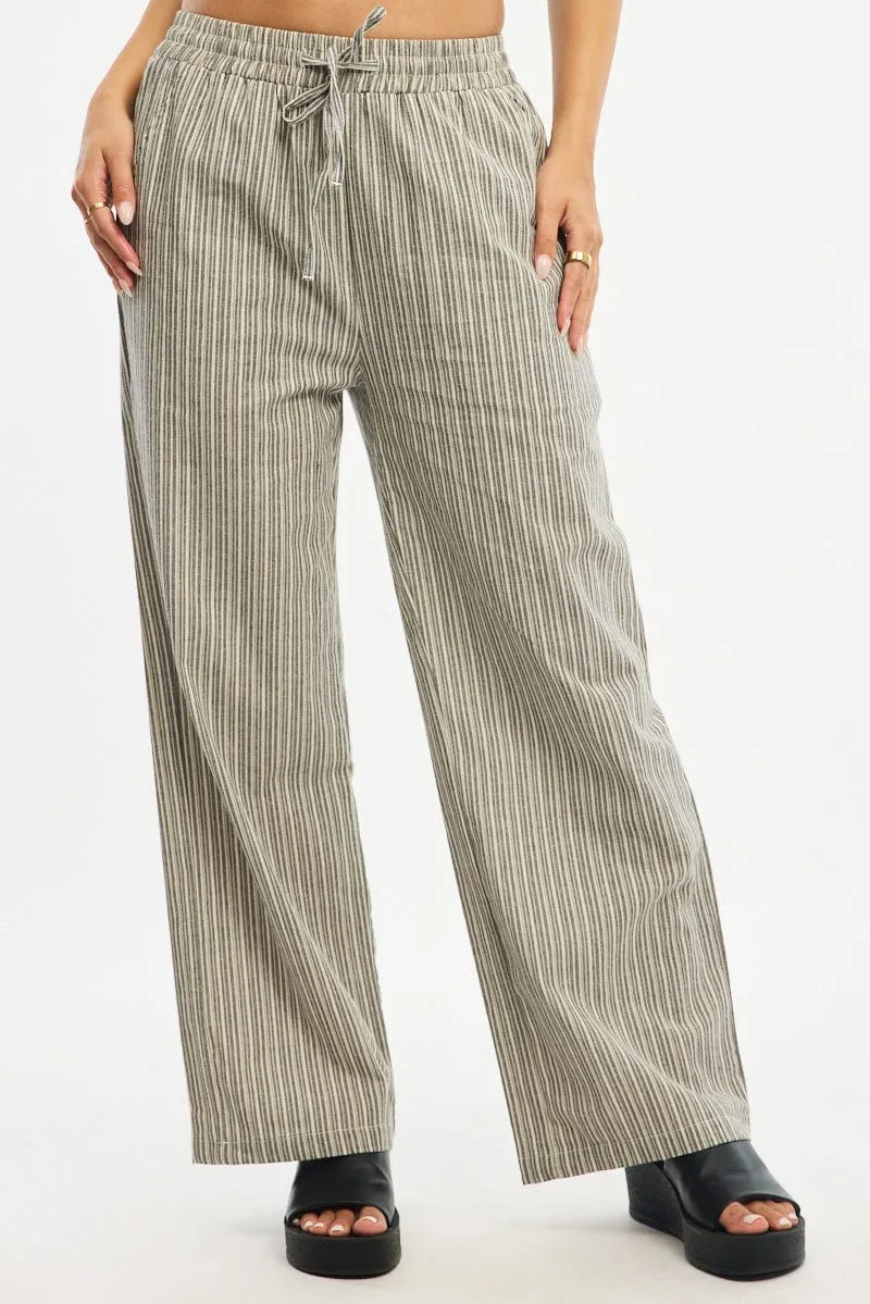 Black Stripe Wide Leg Pants Elasticated Waist sold by Ally Fashion product image thumbnail 2