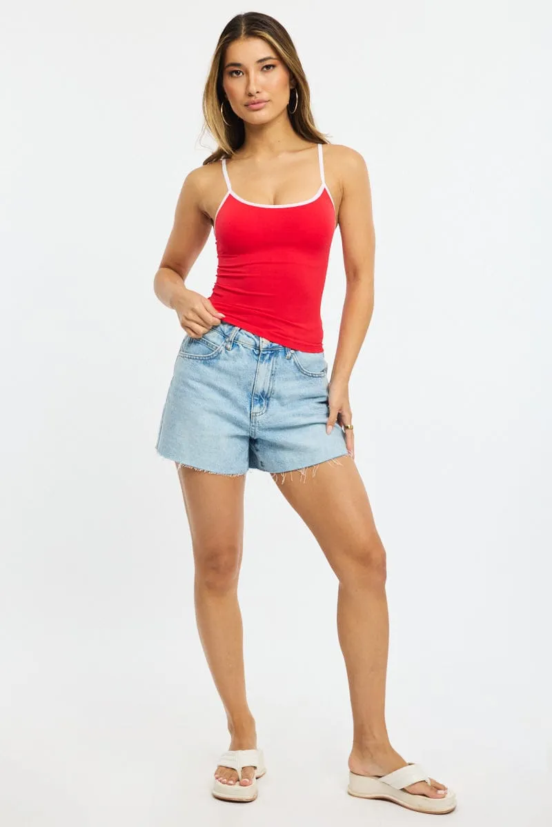 Red Singlet Top Contrast Binding Seamless sold by Ally Fashion product image thumbnail 2