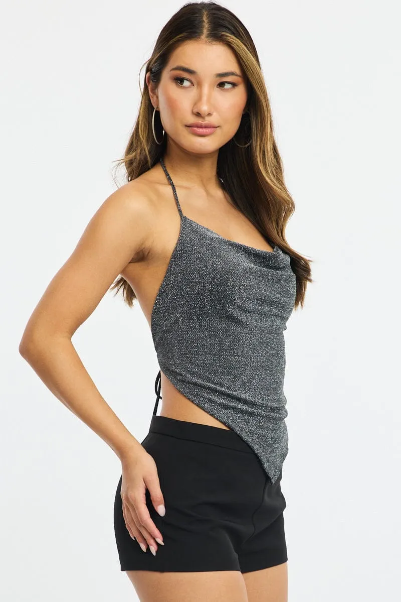 Black Cowl Neck Top Backless sold by Ally Fashion product image thumbnail 3