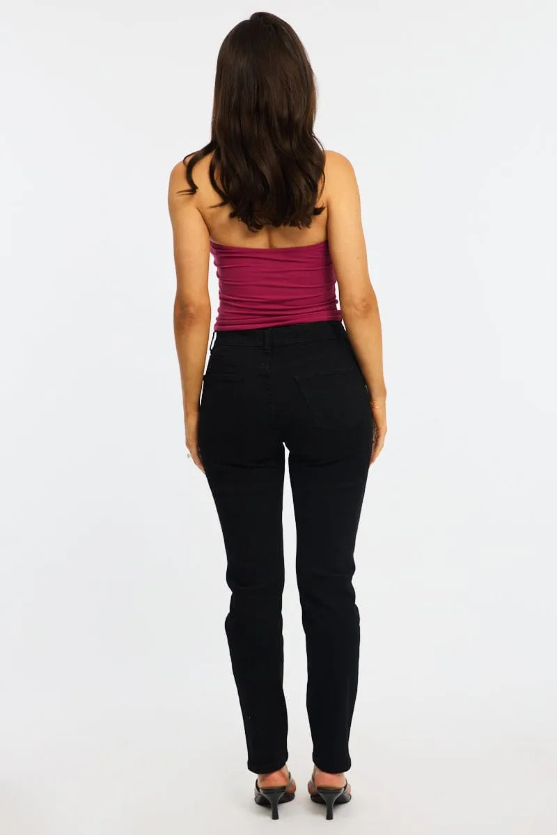 Black Straight Jeans High Rise sold by Ally Fashion product image thumbnail 5