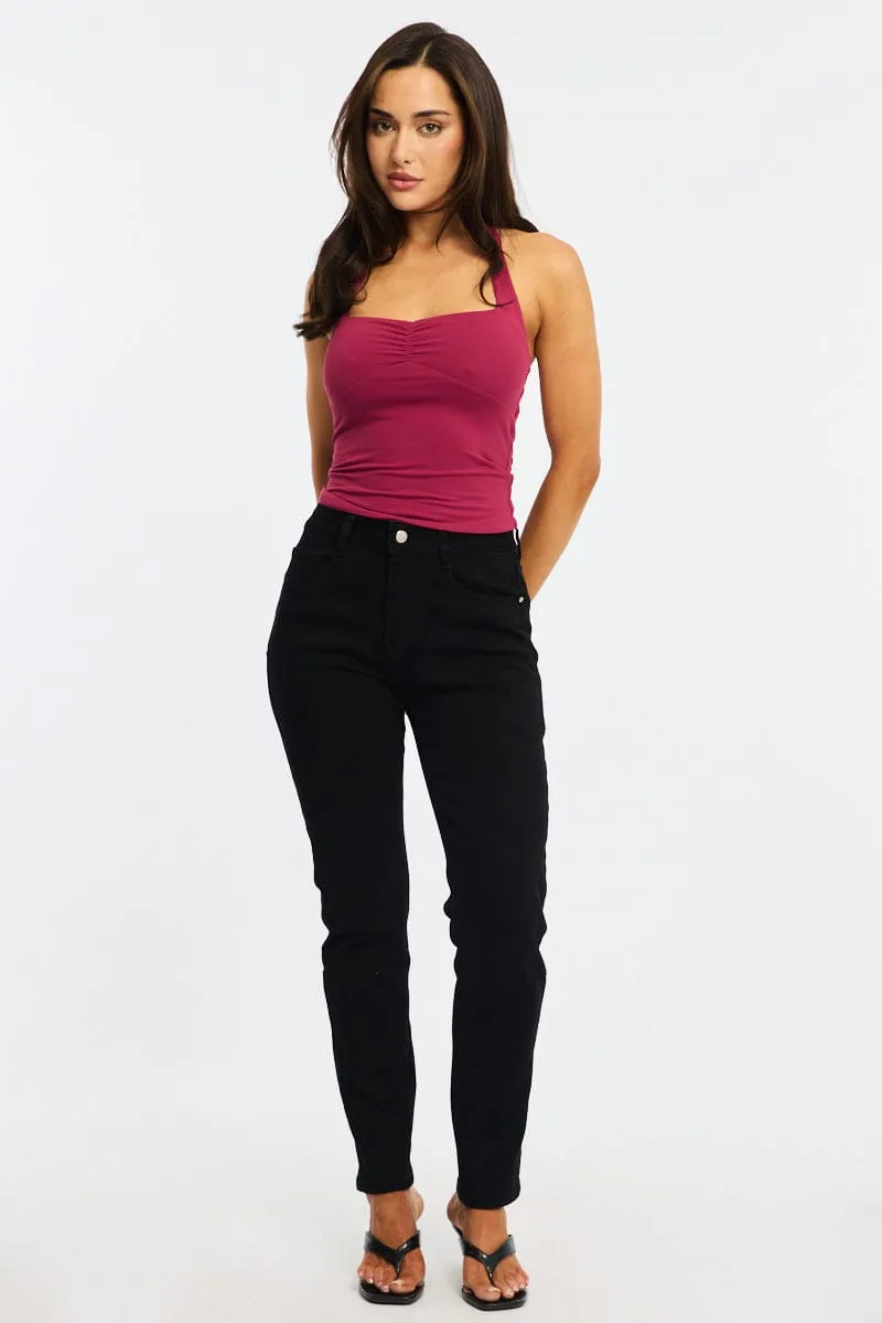 Black Straight Jeans High Rise sold by Ally Fashion product image thumbnail 3