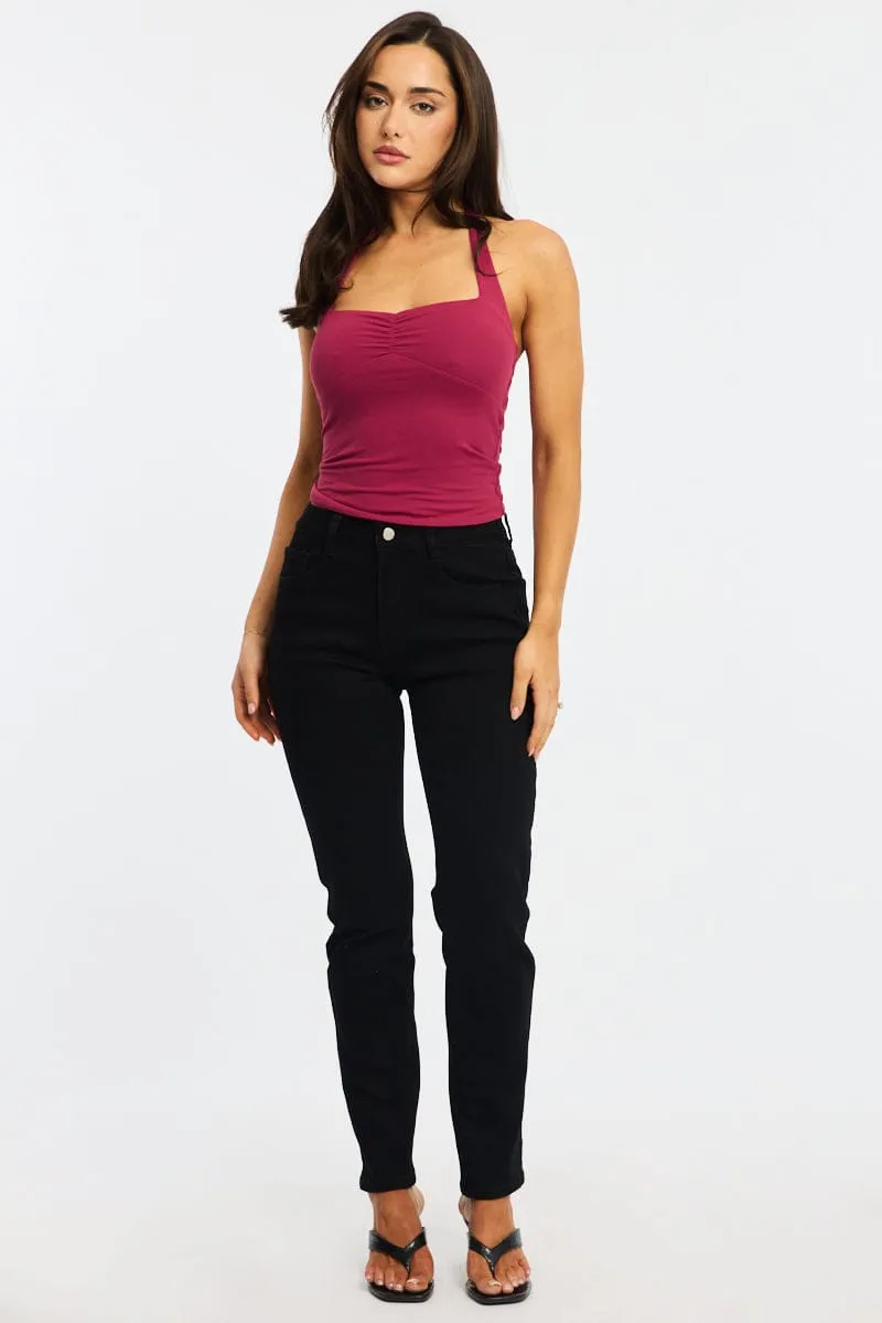 Black Straight Jeans High Rise sold by Ally Fashion