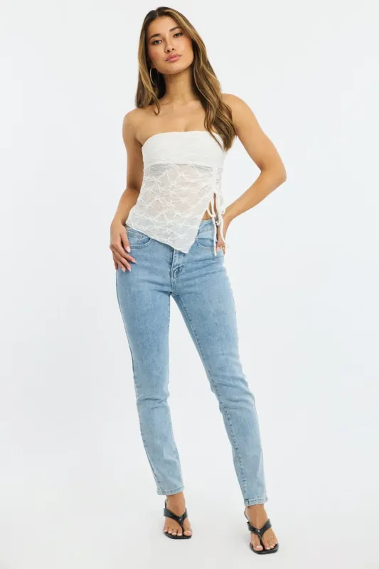 Denim Straight Jeans High Rise sold by Ally Fashion