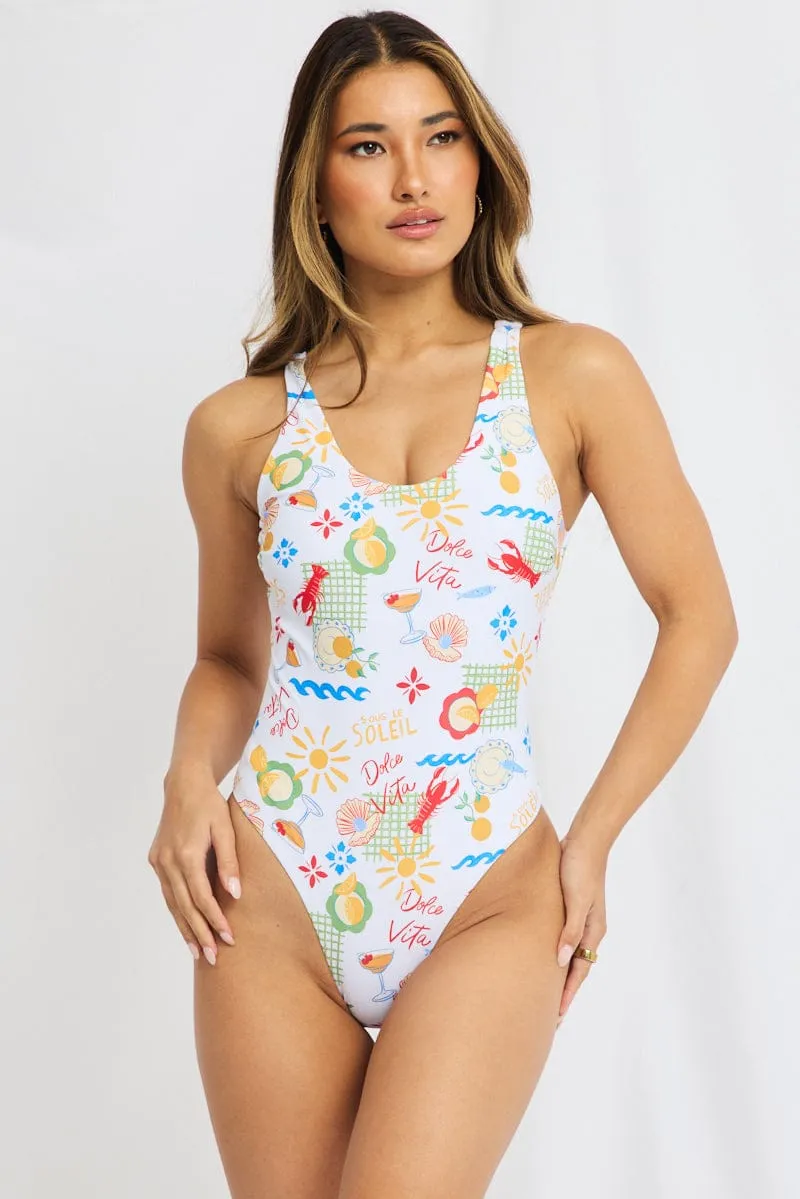 Multi Abstract One Piece Swimsuit sold by Ally Fashion product image thumbnail 2