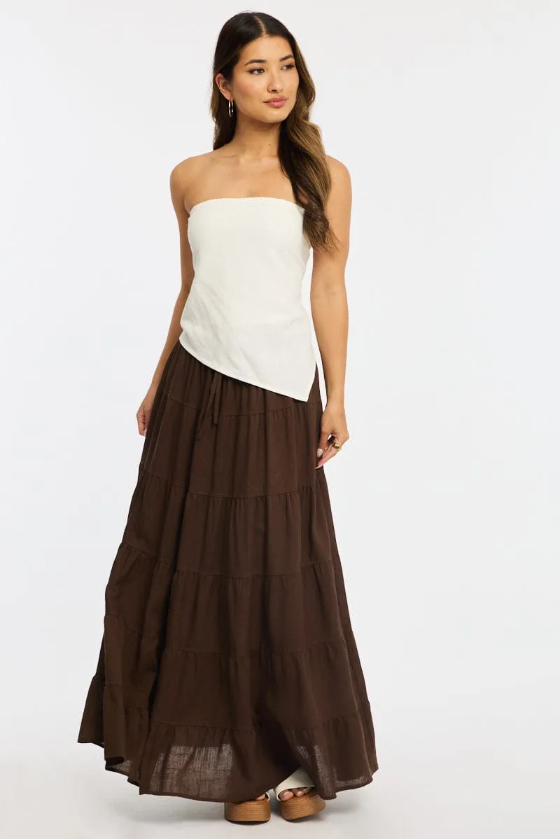 White Scarf Bandeau Top Sleeveless Strapless Linen Blend sold by Ally Fashion product image thumbnail 2