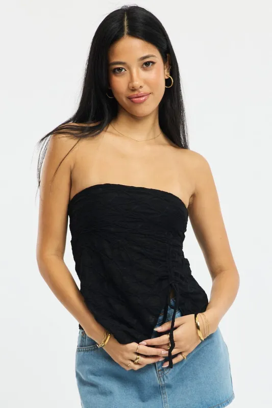 Black Boob Tube Top Textured sold by Ally Fashion