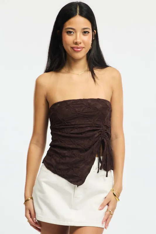Brown Boob Tube Top Textured sold by Ally Fashion