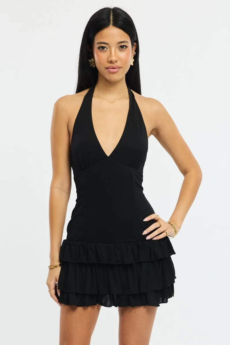 Black Playsuit Ruffle Hem sold by Ally Fashion