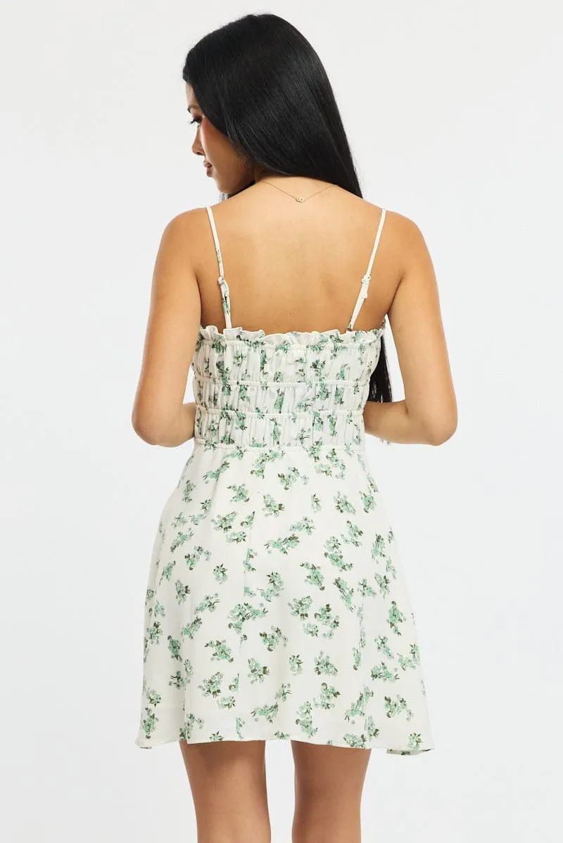 Green Ditsy Fit And Flare Dress Mini sold by Ally Fashion product image thumbnail 4