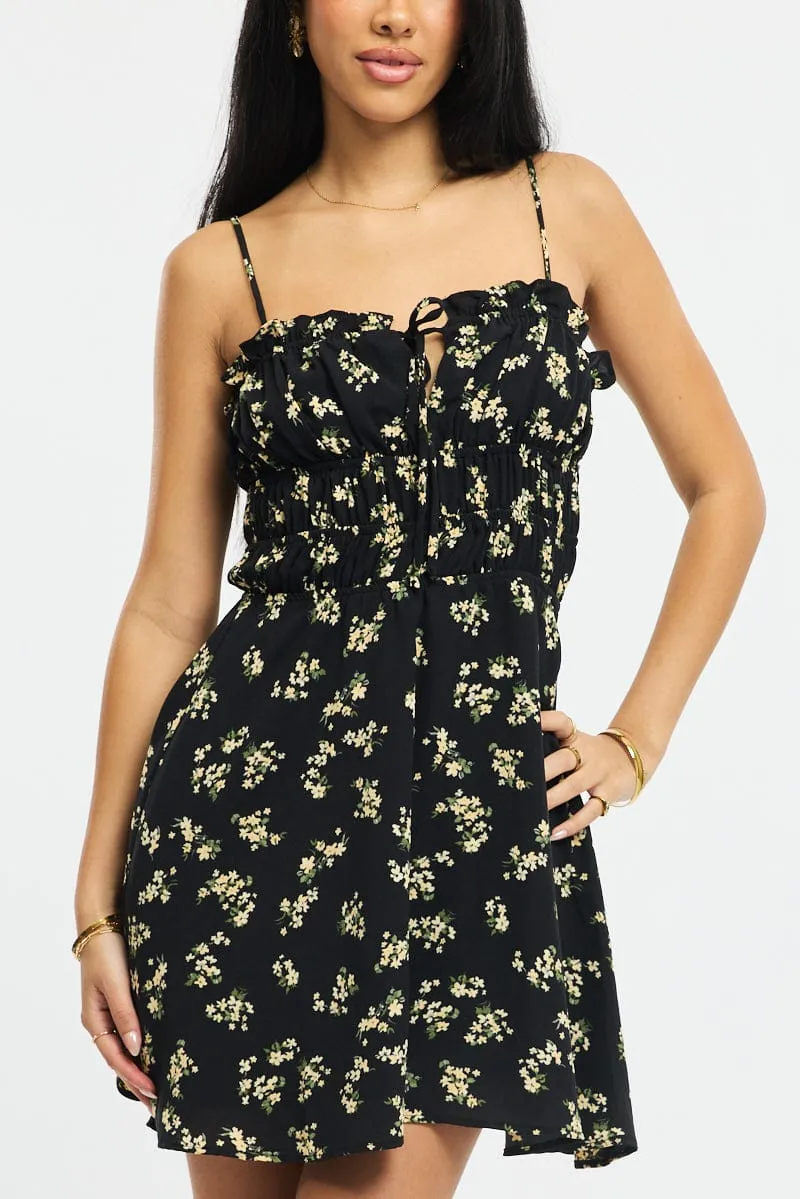 Black Ditsy Fit And Flare Dress Mini sold by Ally Fashion product image thumbnail 5