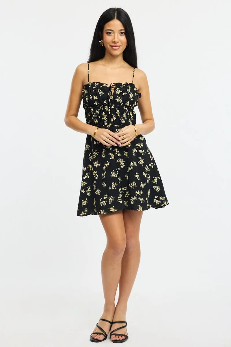 Black Ditsy Fit And Flare Dress Mini sold by Ally Fashion product image thumbnail 2