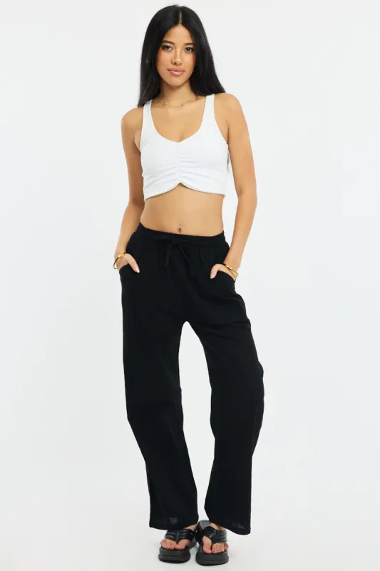 Black Wide Leg Pants Elasticated Waist sold by Ally Fashion