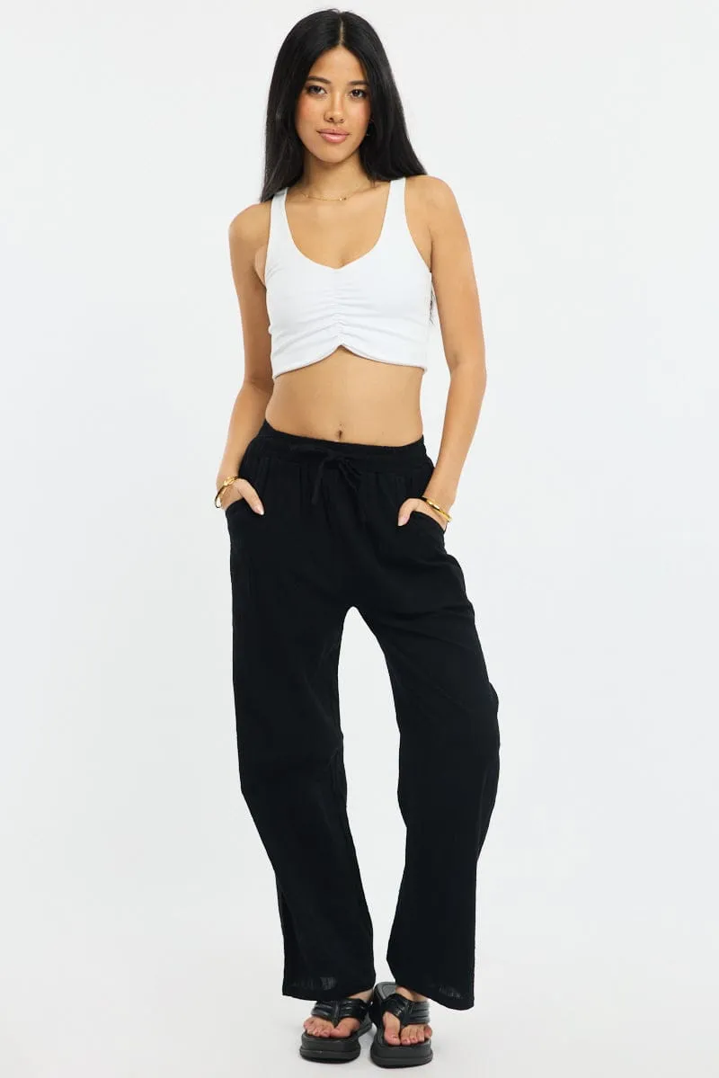 Black Wide Leg Pants Elasticated Waist sold by Ally Fashion