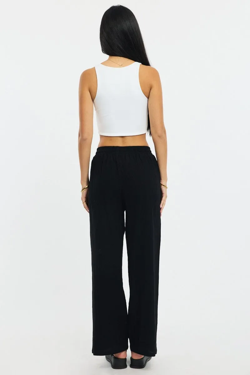 Black Wide Leg Pants Elasticated Waist sold by Ally Fashion product image thumbnail 5