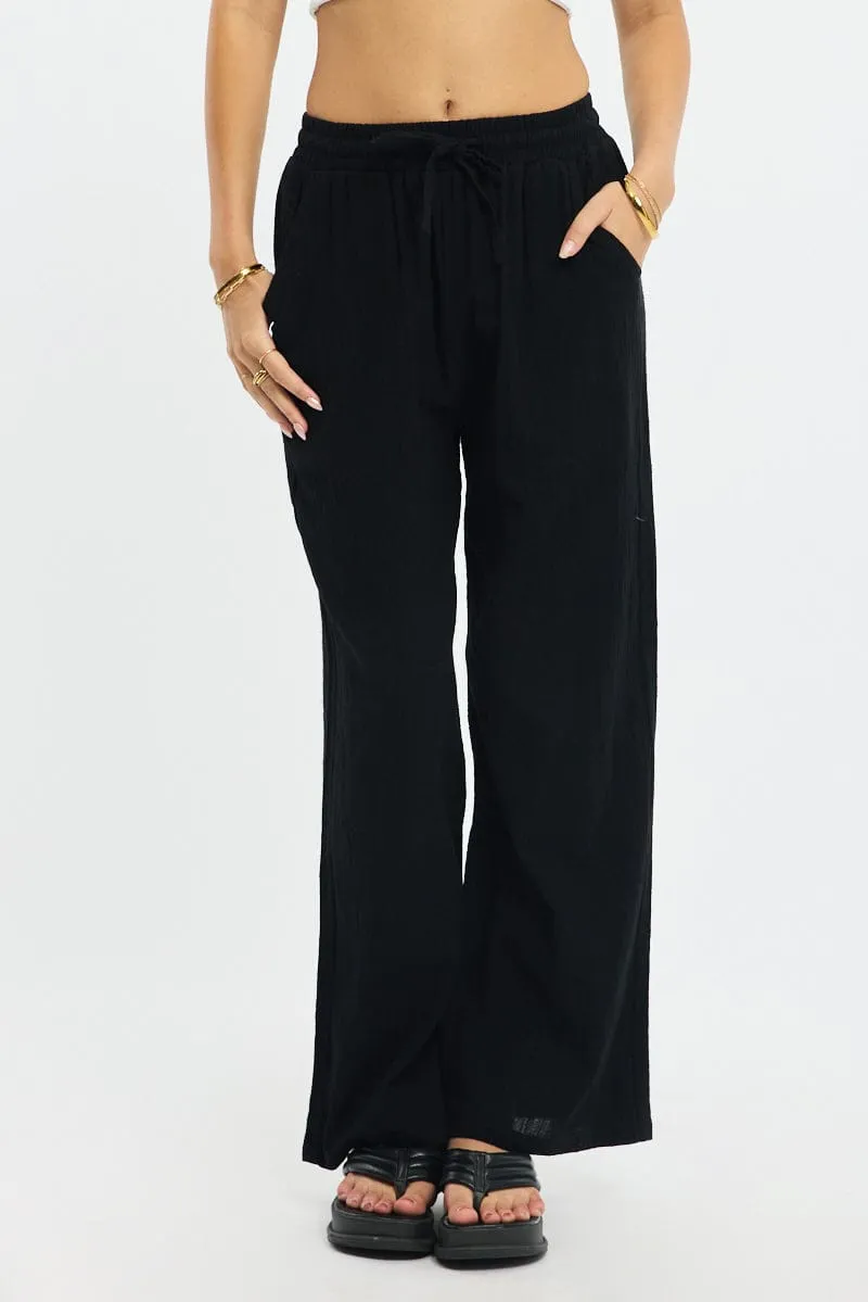 Black Wide Leg Pants Elasticated Waist sold by Ally Fashion product image thumbnail 2